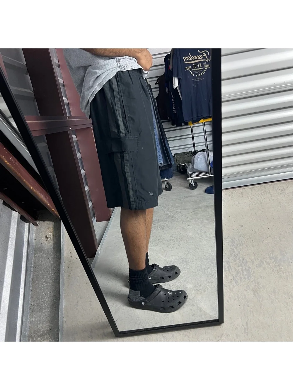 Y2K Striped Nike Cargo Swim Trunks Men’s Sz. L Black Grey